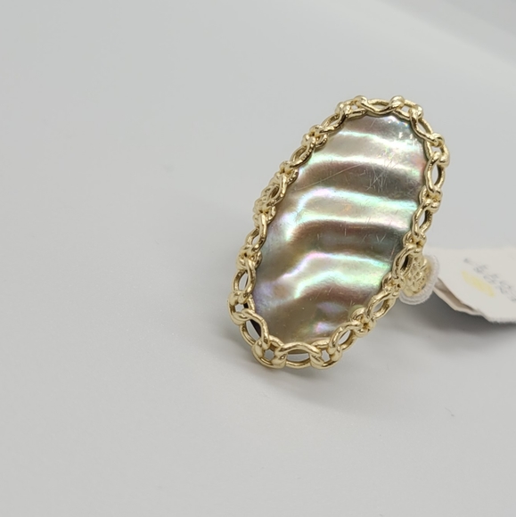 Kendra Scott Nude Abalone Macrame Ring Gold Size 7 - Picture 4 of 11